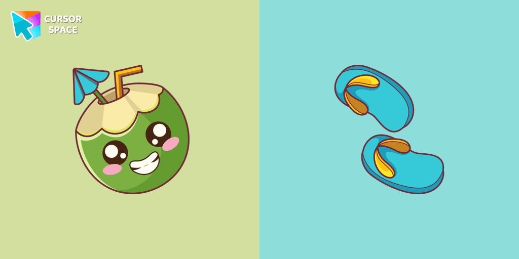Kawaii Сoconut and Flip-Flops cursor