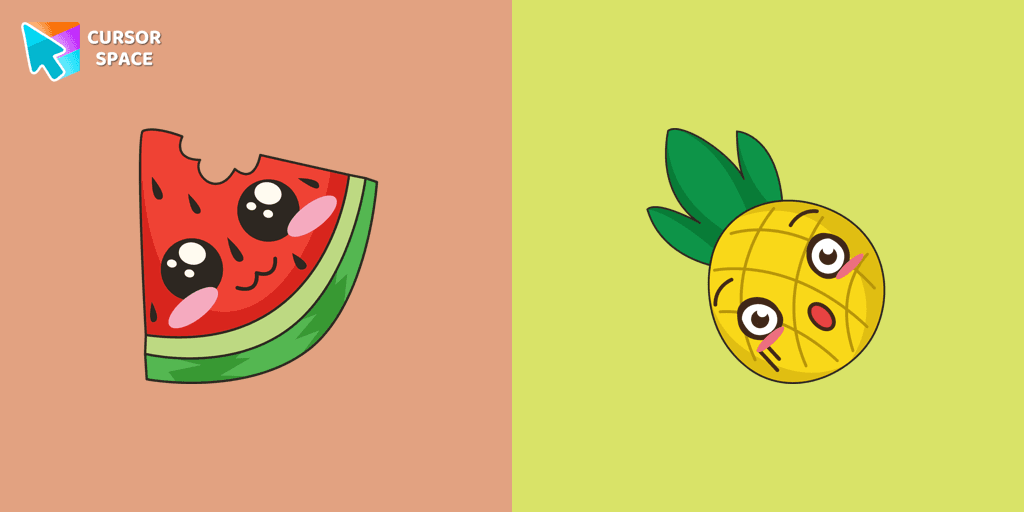 Kawaii Watermelon and Pineapple cursor